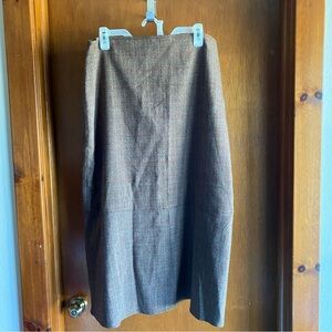 Larry Levine long stretch skirt brown/cream/salmon woven pattern